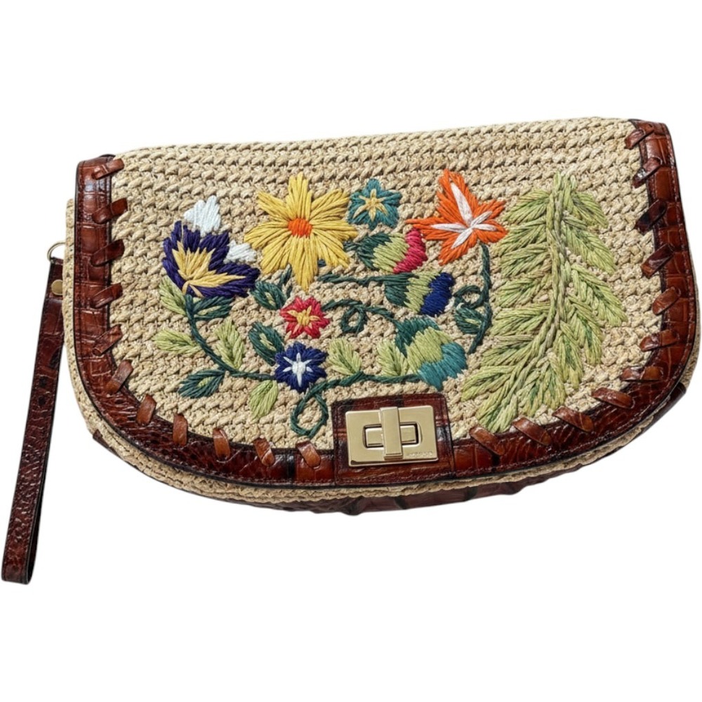 Brahmin Le Jardin Collection Sandrine Clutch Women OS Natural Luxury Cottagecore